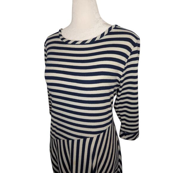 Soft Surroundings Marina Blue Striped Rib Knit Dress Small - Picture 3 of 8